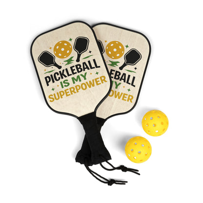 Pickleball Paddle Set – 'Pickleball Is My Superpower' Paddle & Balls Kit