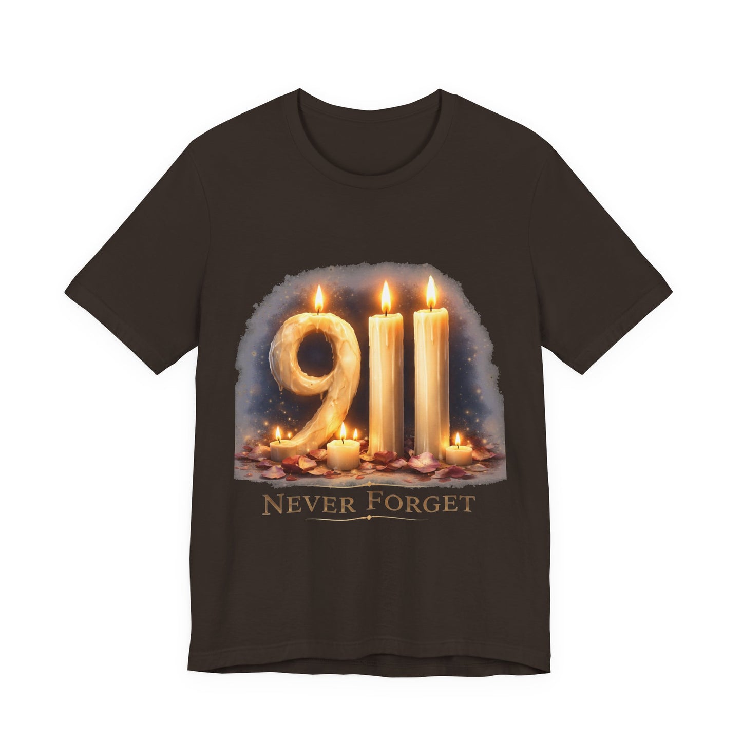 9/11 Never Forget T-Shirt – Memorial Candle Tribute Tee