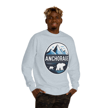 Anchorage Polar Bear Crewneck Sweatshirt — Mountain & Alaska Travel Pullover
