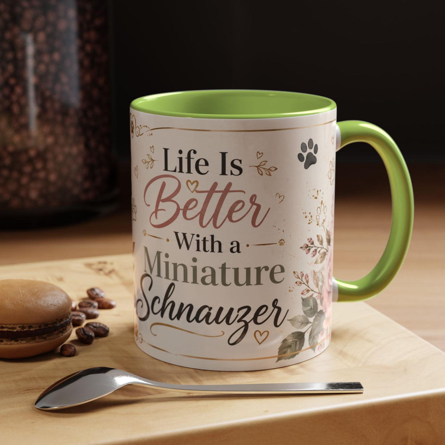 Miniature Schnauzer Coffee Mug — "Life Is Better With a Miniature Schnauzer" Accent Ceramic Mug