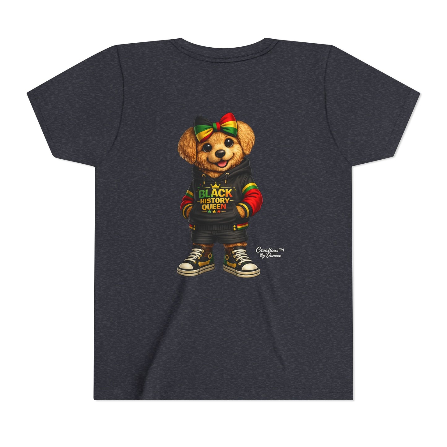 Youth Tee — Black History Queen Bear Graphic T-Shirt