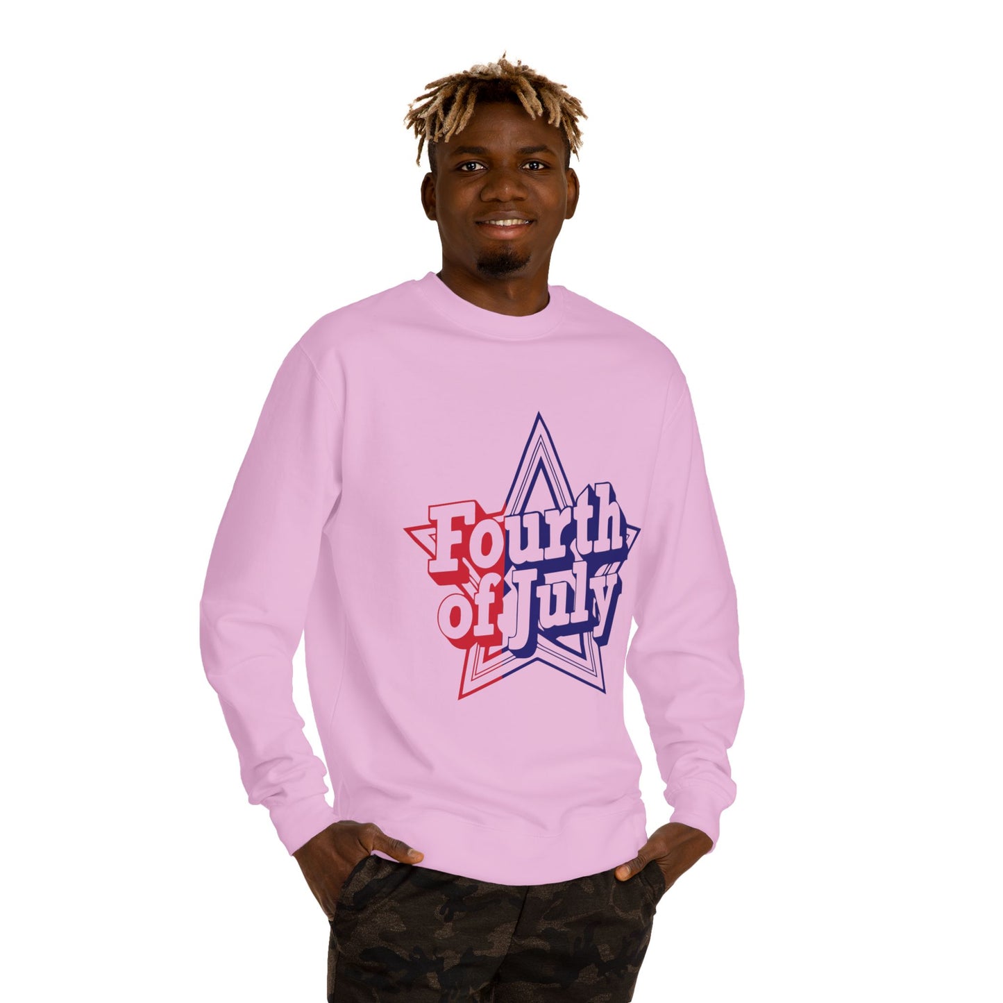 Fourth of July Star Sweatshirt — Patriotic Red White Blue Crewneck