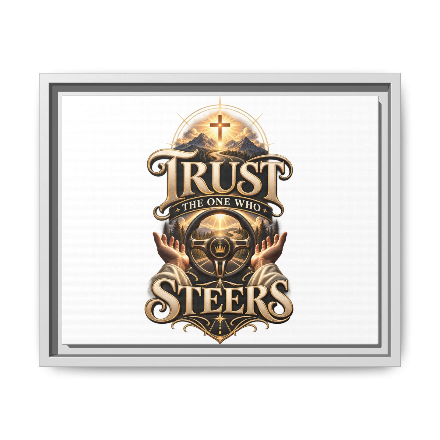 Trust He Guides Framed Canvas — Christian Inspirational Wall Art
