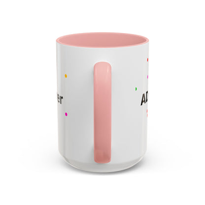 Accent Coffee Mug - "Coffee Is My Superpower" Funny Colorful Polka Dot Ceramic Mug (11/15oz)