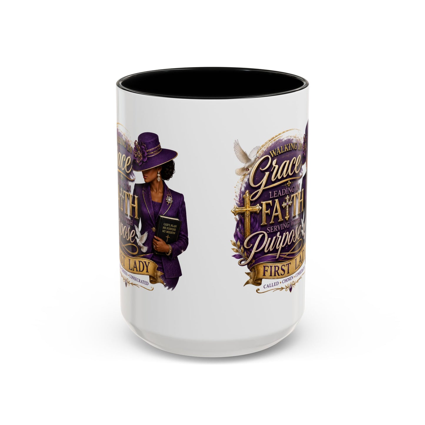 Faith & Purpose Accent Coffee Mug — First Lady Church Design (11/15oz)