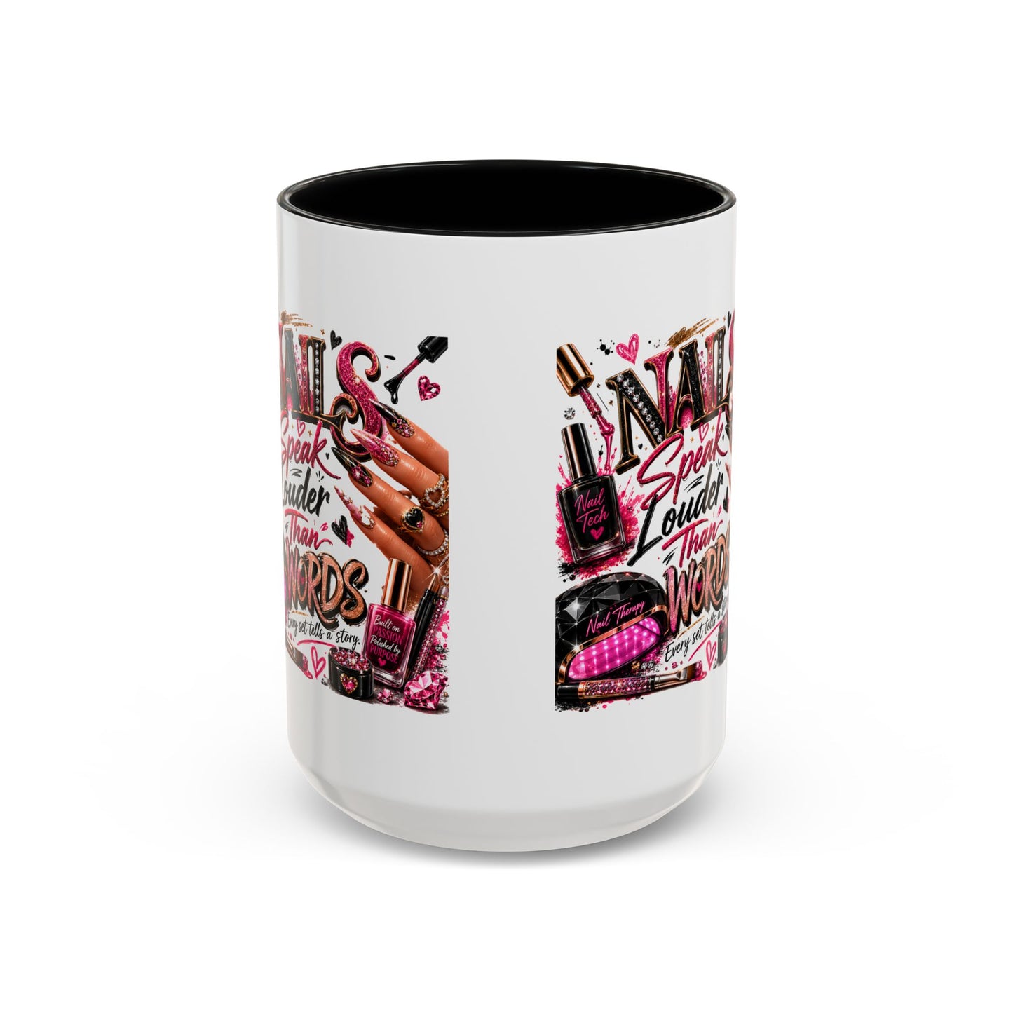Nails Speak Louder Than Words Accent Coffee Mug — Pink Manicure Beauty Gift (11/15oz)