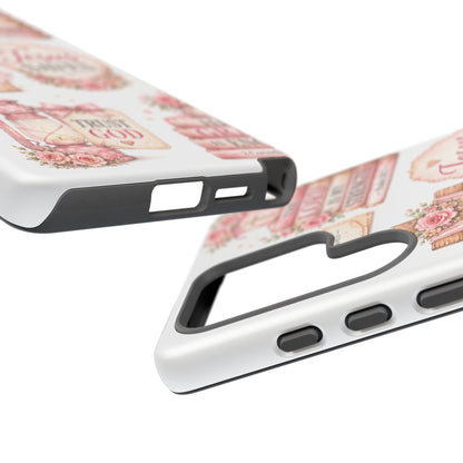Christian Phone Case — Jesus Saves Floral Tough Case with 'God Is Within Her' & 'Trust God' Design