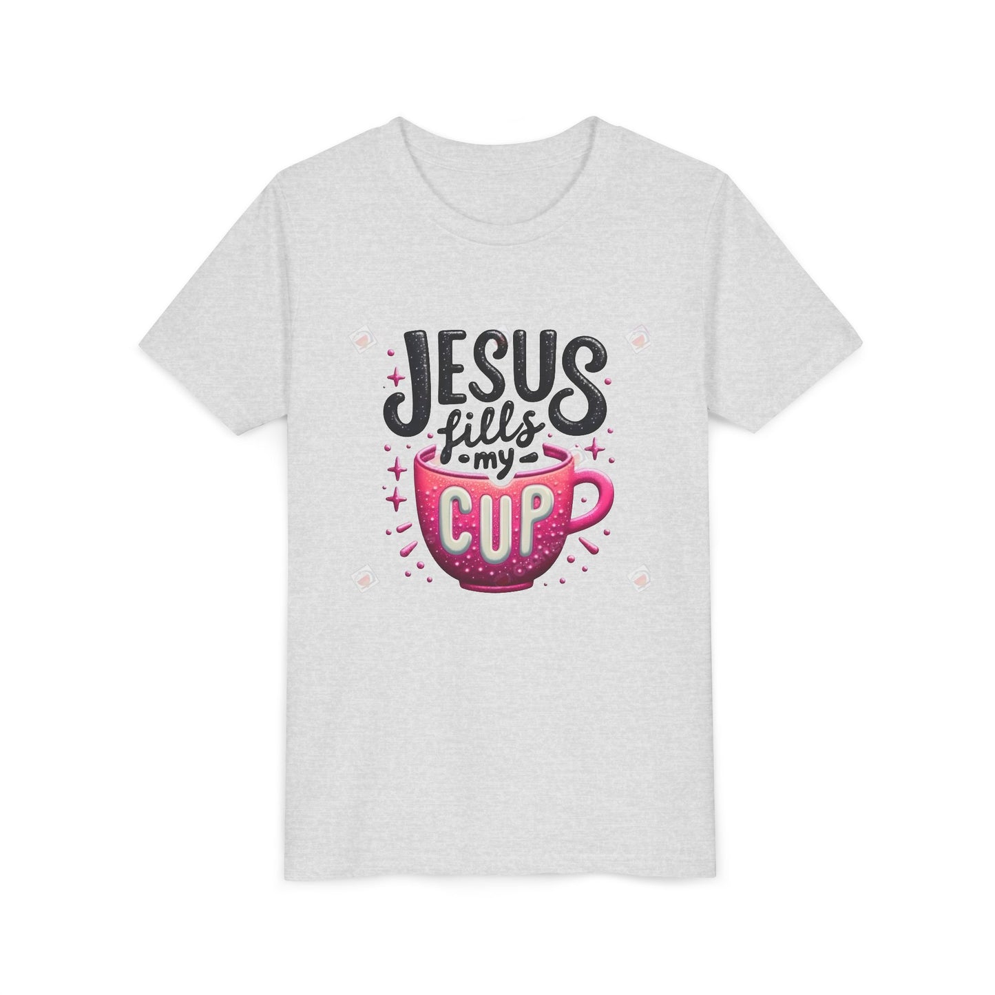 Jesus Fills My Cup Youth Tee — Christian Faith Kids Shirt