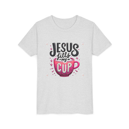 Jesus Fills My Cup Youth Tee — Christian Faith Kids Shirt