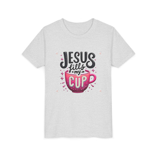 Jesus Fills My Cup Youth Tee — Christian Faith Kids Shirt