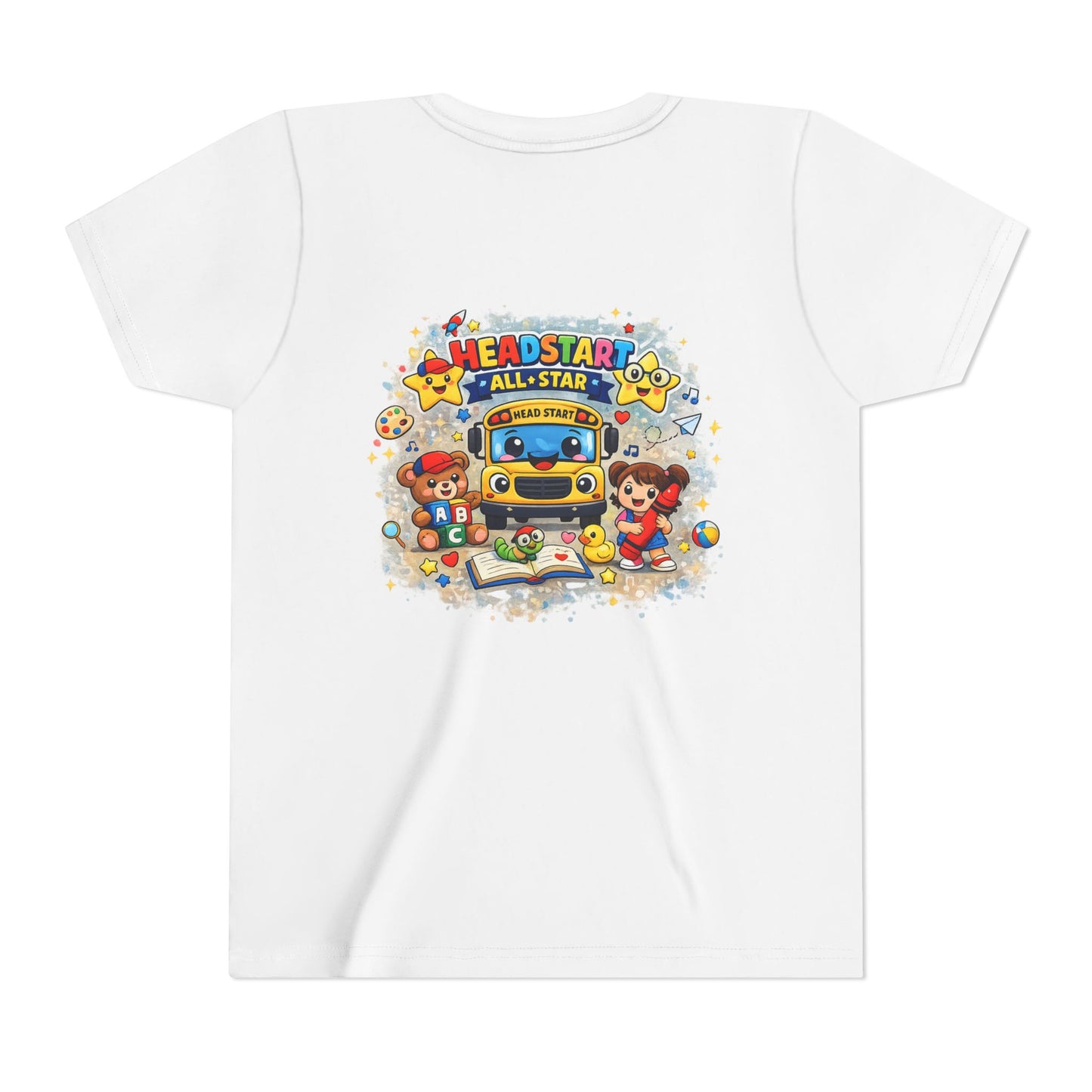 Youth Tee — "Headstart All-Star" Cute School Bus & Characters Back-to-School Shirt