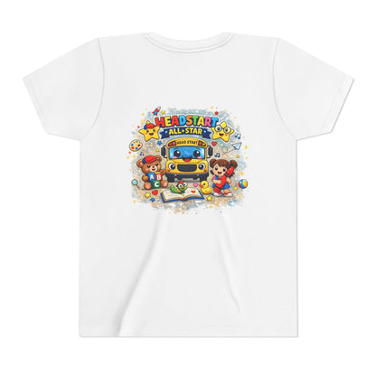 Youth Tee — "Headstart All-Star" Cute School Bus & Characters Back-to-School Shirt