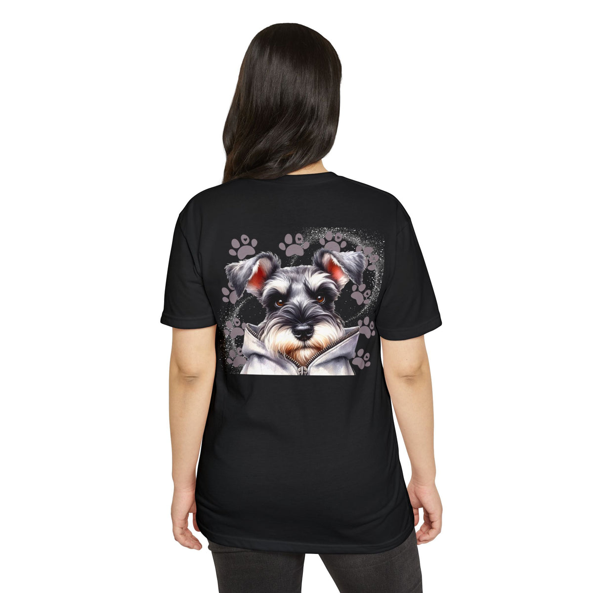 Schnauzer Pawprint Graphic T‑Shirt — Cute Dog Portrait Tee for Pet Lovers