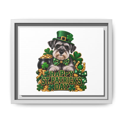 Happy St. Patrick’s Day Schnauzer Framed Canvas