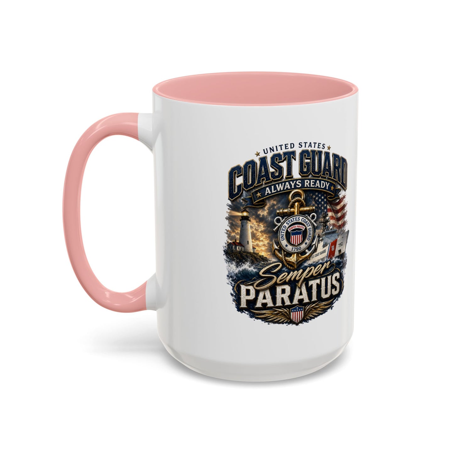 Coast Guard Semper Paratus Accent Coffee Mug – Patriotic Military Gift (11/15oz)