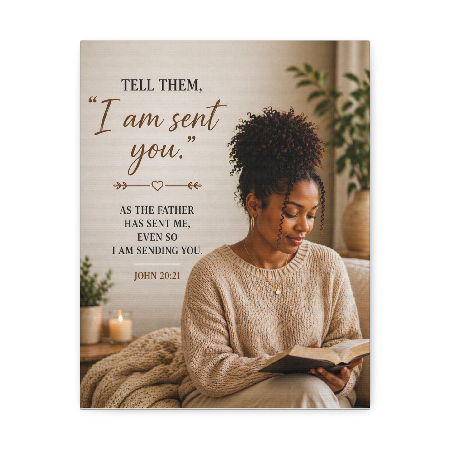 Canvas Wall Art — "I Am Sent You" John 20:21 Inspirational Christian Prayer Decor