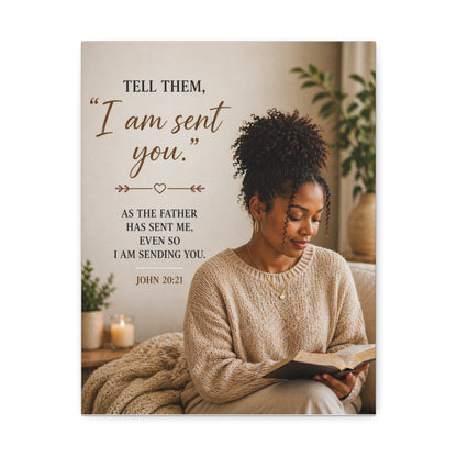 Canvas Wall Art — "I Am Sent You" John 20:21 Inspirational Christian Prayer Decor