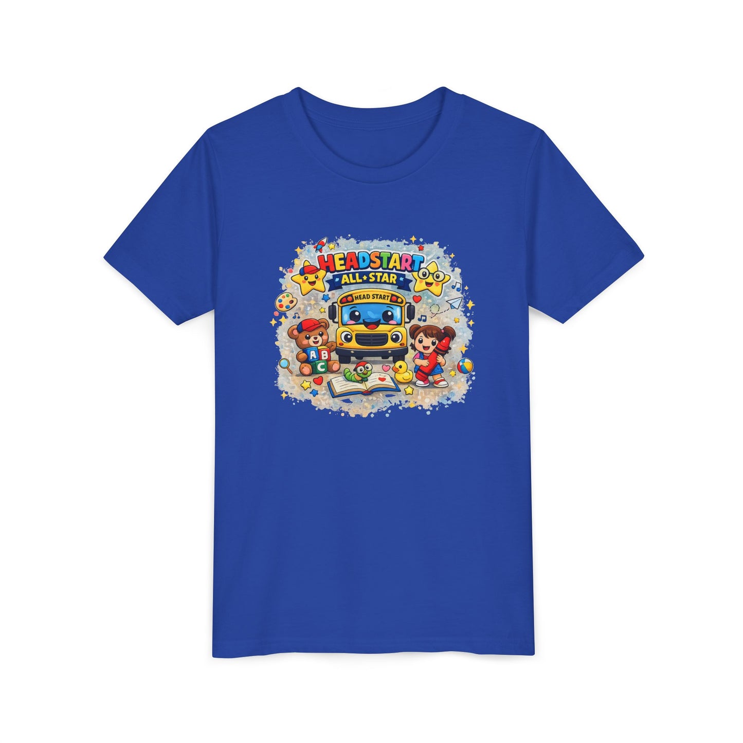 Youth Tee — "Headstart All-Star" Cute School Bus & Characters Back-to-School Shirt