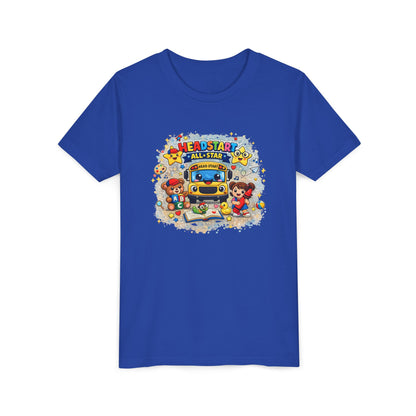 Youth Tee — "Headstart All-Star" Cute School Bus & Characters Back-to-School Shirt