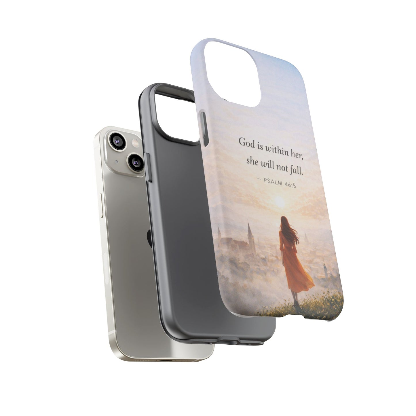 Inspirational Psalm 46:5 Phone Case — 'God is within her, she will not fall' Christian Phone Cover
