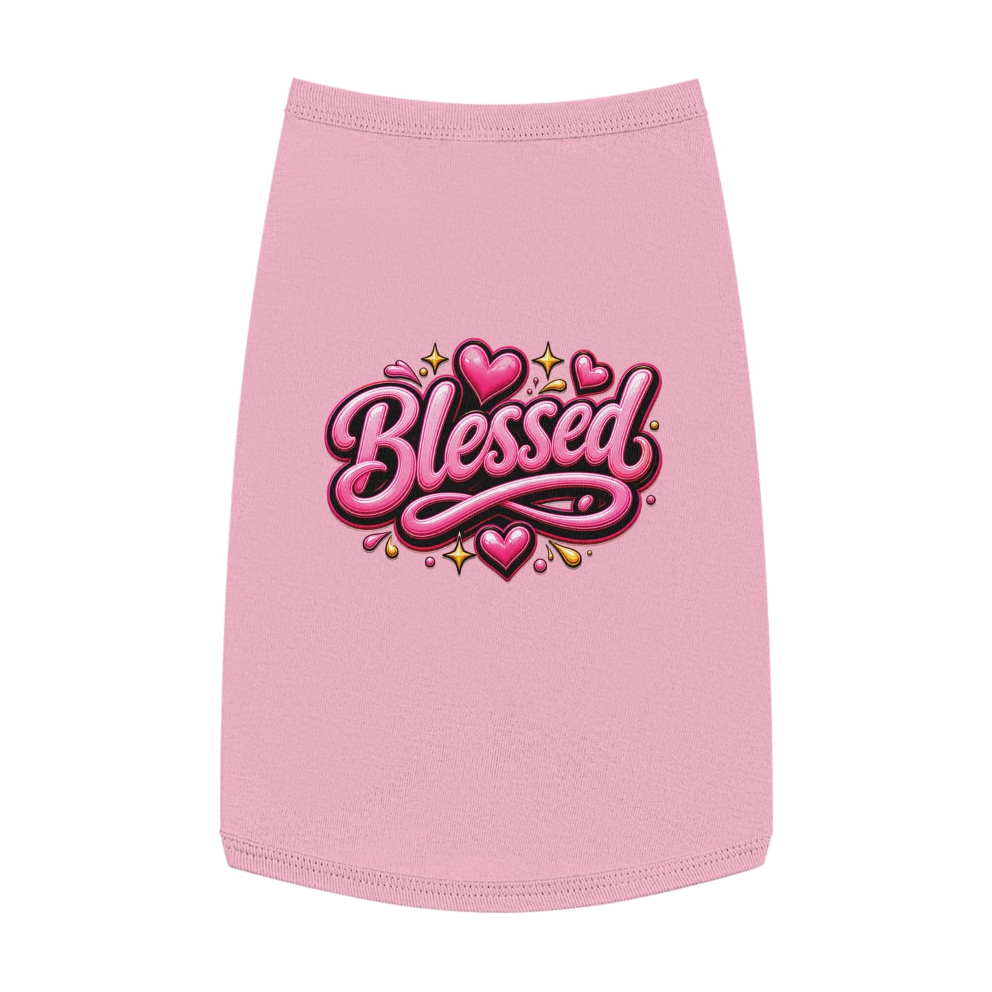 Blessed Pet Tank Top — Pink Heart Graphic Dog Shirt