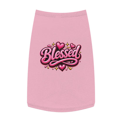 Blessed Pet Tank Top — Pink Heart Graphic Dog Shirt