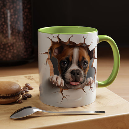 Boxer Puppy Peeking Coffee Mug — Cute Dog 11/15oz Accent Mug