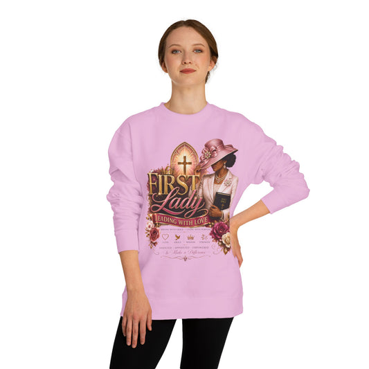 First Lady Christian Sweatshirt - Leading With Love Religious Church Pullover