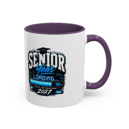 Senior Year Loading 2027 Accent Coffee Mug — Graduation Gift Cup (11/15oz)