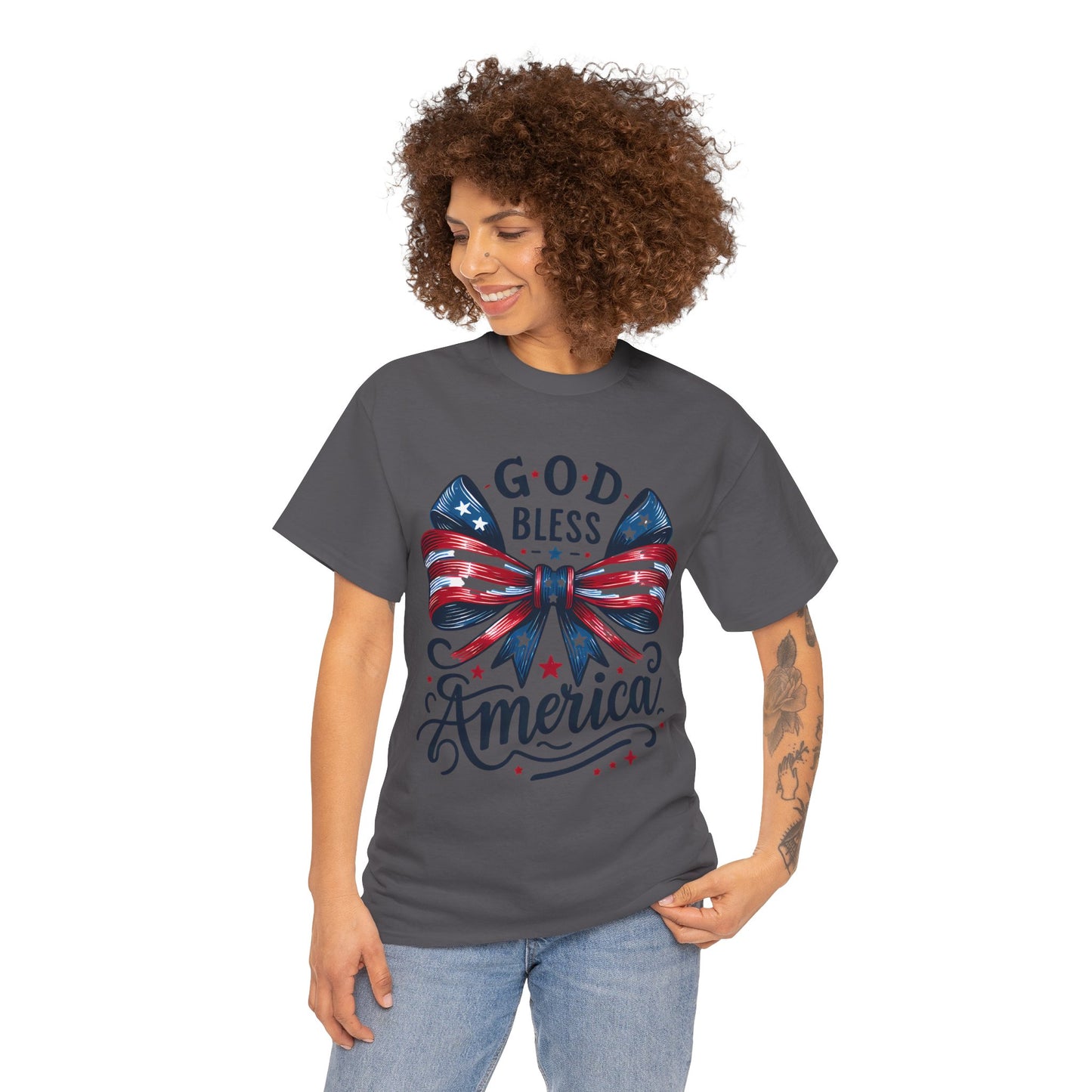God Bless America T-Shirt — Patriotic USA Bow Fourth of July Tee