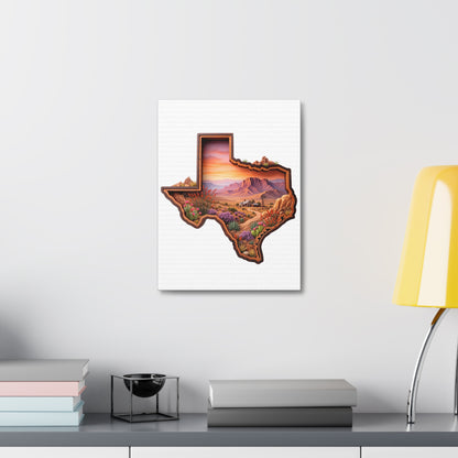 Texas Desert Landscape Stretched Canvas — Sunset State Silhouette Wall Art