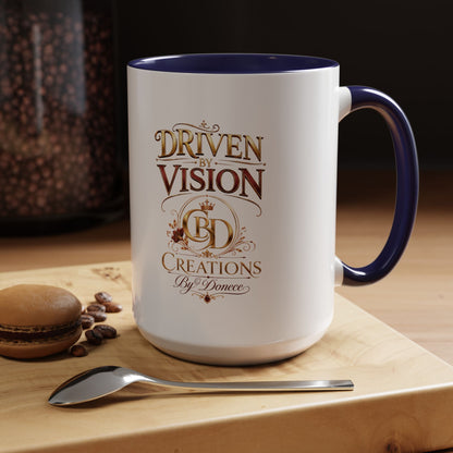 Driven by Vision Accent Coffee Mug — 'Driven by Vision' Inspirational Ceramic Mug (11/15oz)