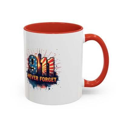 9/11 Never Forget Coffee Mug — Patriotic Memorial Accent Mug