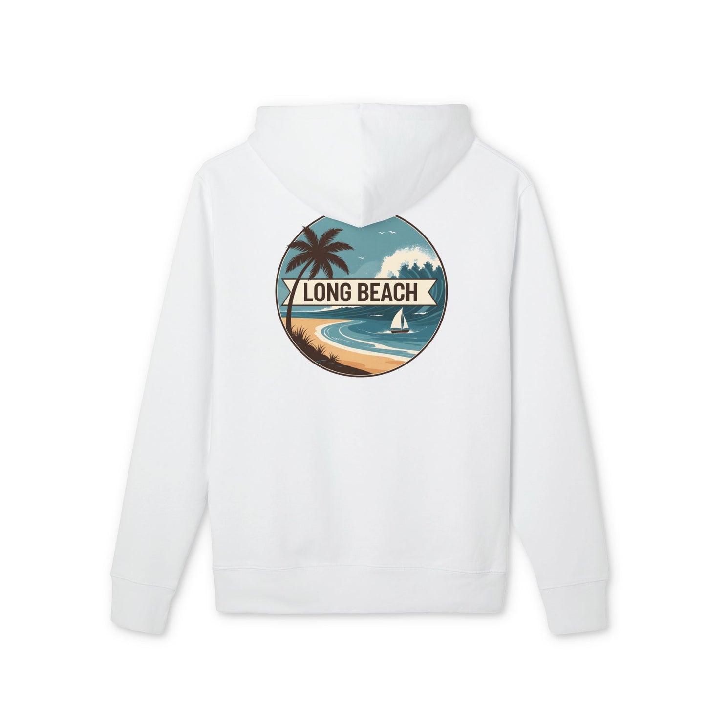 Long Beach Vintage Beach Hoodie — Retro Palm Tree Surf Pullover