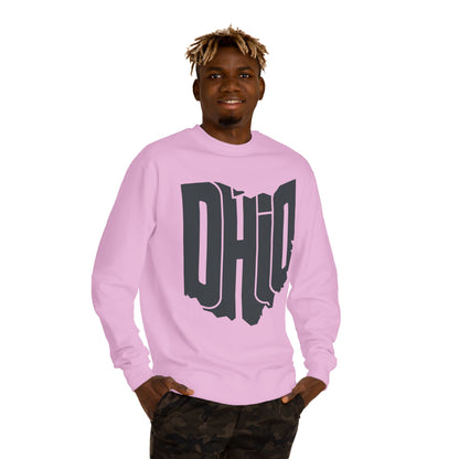 Ohio State Outline Crewneck Sweatshirt — Bold 'OHIO' Map Graphic