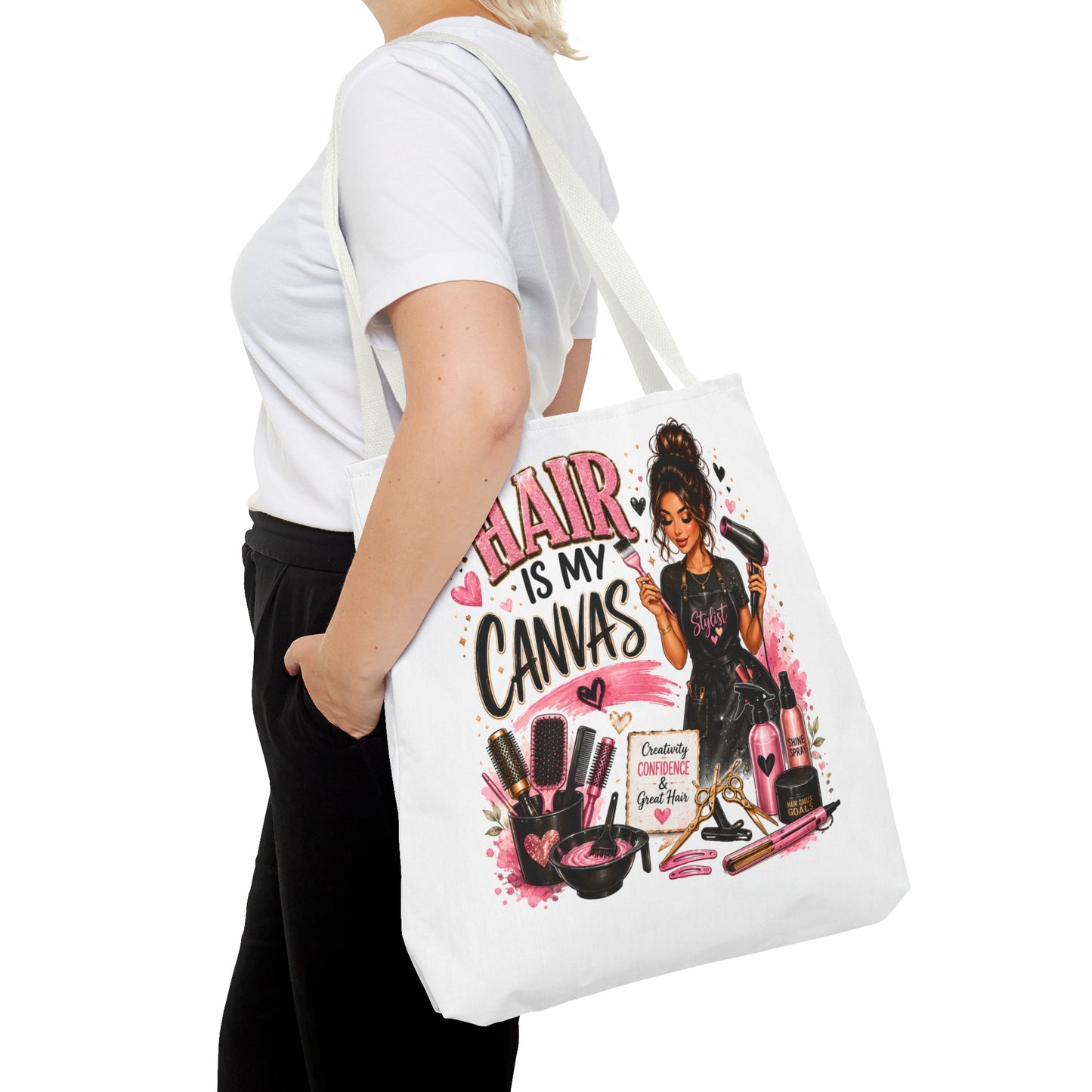 Hair Is My Canvas Tote Bag — Stylist Makeup Artist Cosmetic Accessories Tote