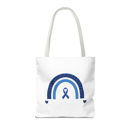 Blue Awareness Ribbon Rainbow Tote Bag – Support & Hope Everyday Tote