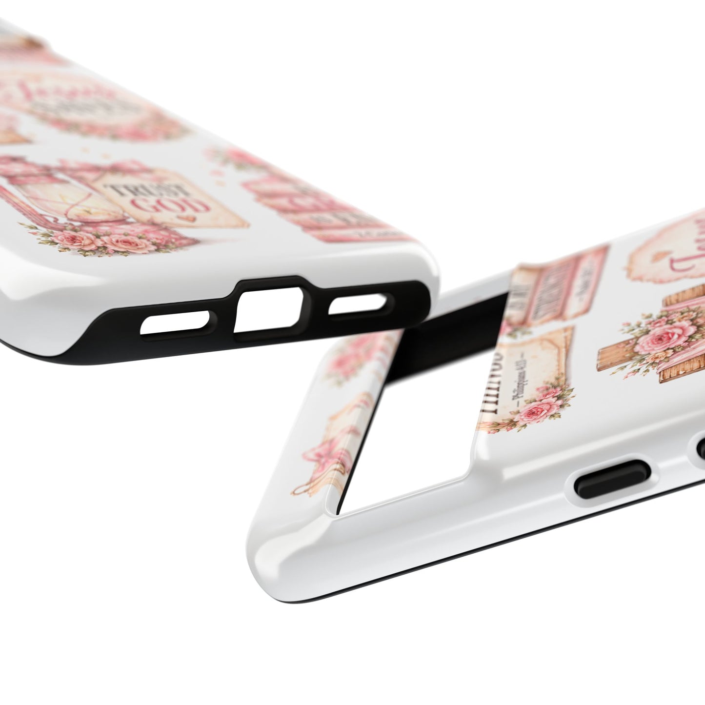 Christian Phone Case — Jesus Saves Floral Tough Case with 'God Is Within Her' & 'Trust God' Design