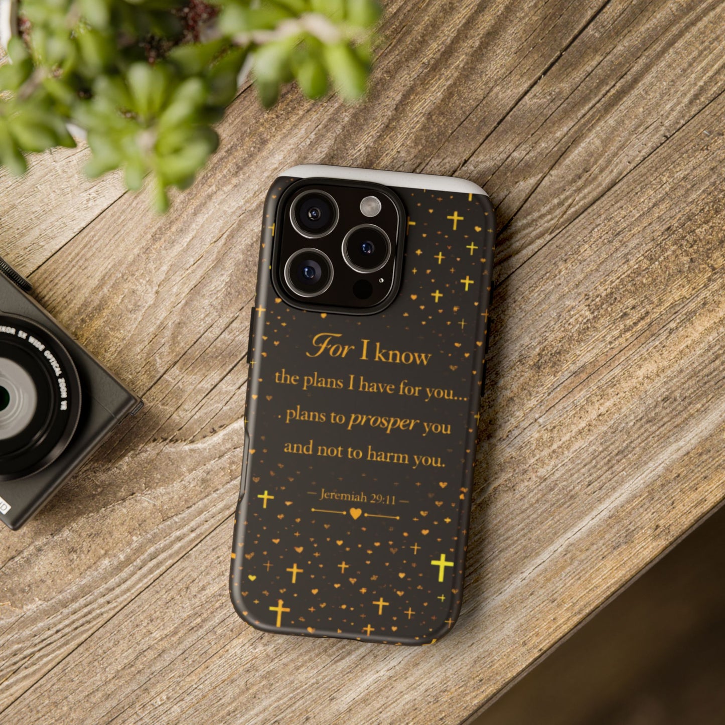 Phone Case — "For I Know" Jeremiah 29:11 Gold Cross Christian Tough Case