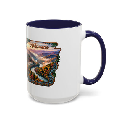 Arkansas Scenic Coffee Mug — Vintage State Map River Landscape (11/15 oz)