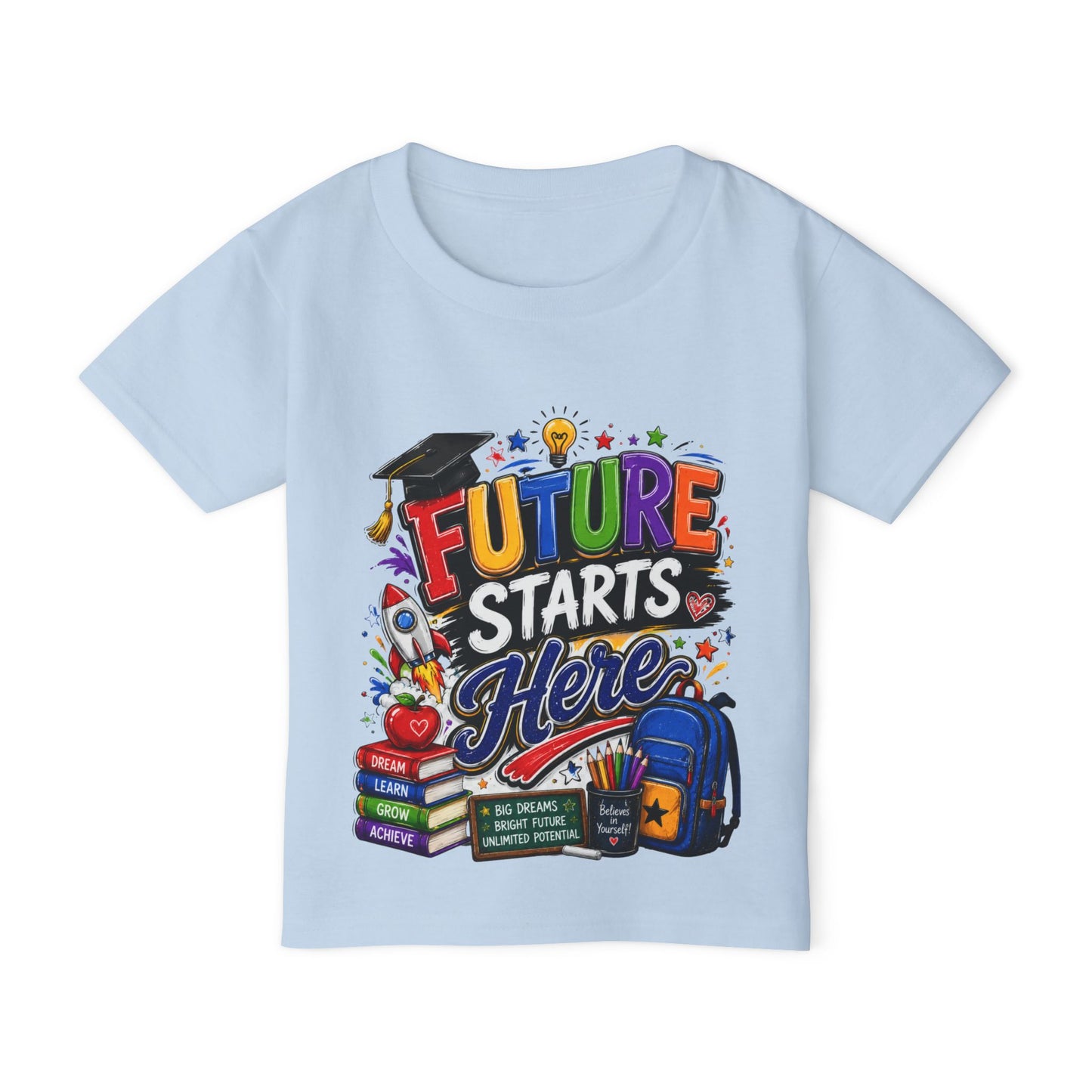 Toddler T-Shirt — "Future Starts Here" Back-to-School Graphic Tee