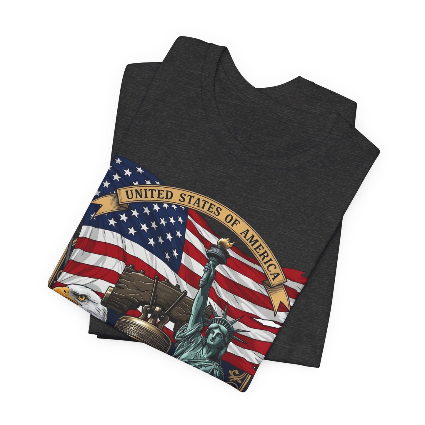 Patriotic 250th Anniversary T-Shirt - Liberty Bell, Bald Eagle & Statue of Liberty