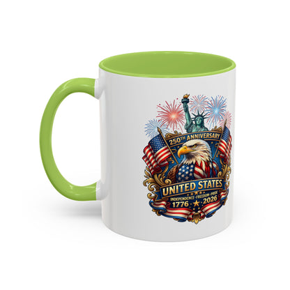 Patriotic Coffee Mug — United States 250th Anniversary Eagle & Fireworks (11/15oz)