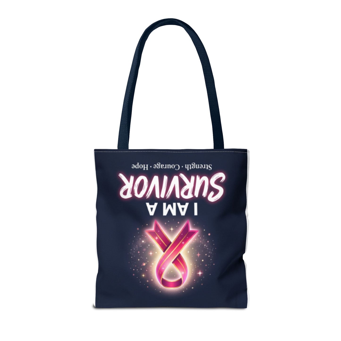 Survivor Ribbon Tote Bag — "I Am A Survivor" Breast Cancer Awareness Tote