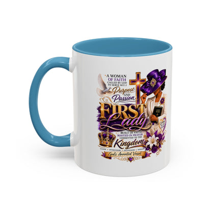 First Lady of Faith Accent Coffee Mug — Inspirational Christian Gift (11/15oz)