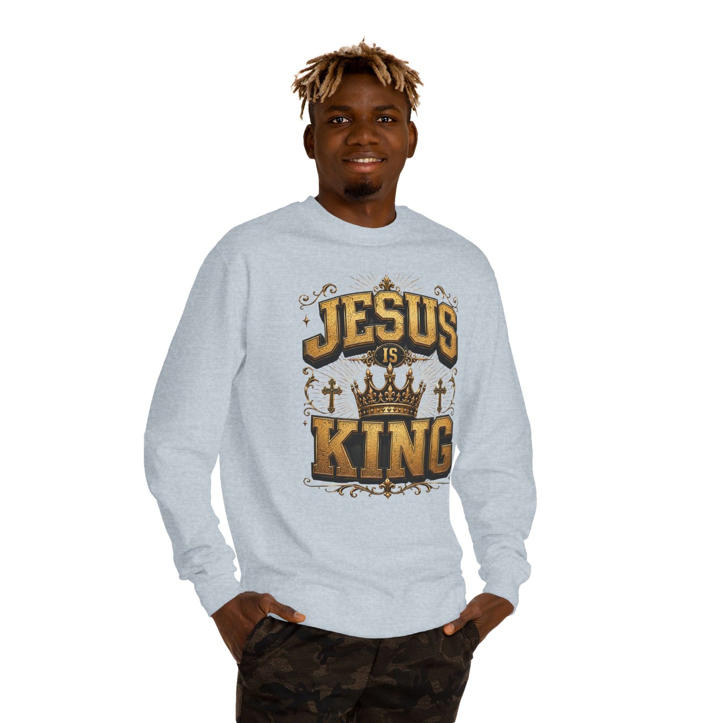 Jesus Is King Sweatshirt - Christian Crown Faith Crewneck