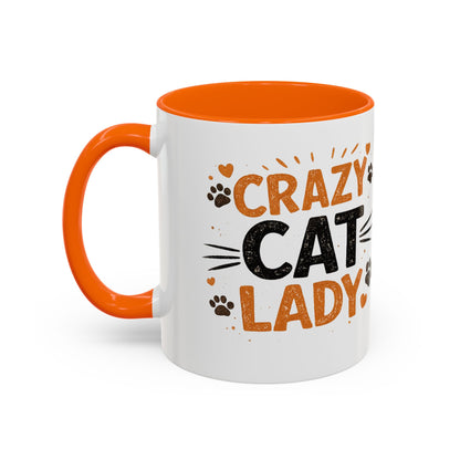 Cat Mug — "Crazy Cat Lady" Cute Kitten Accent Coffee Mug (11/15 oz)