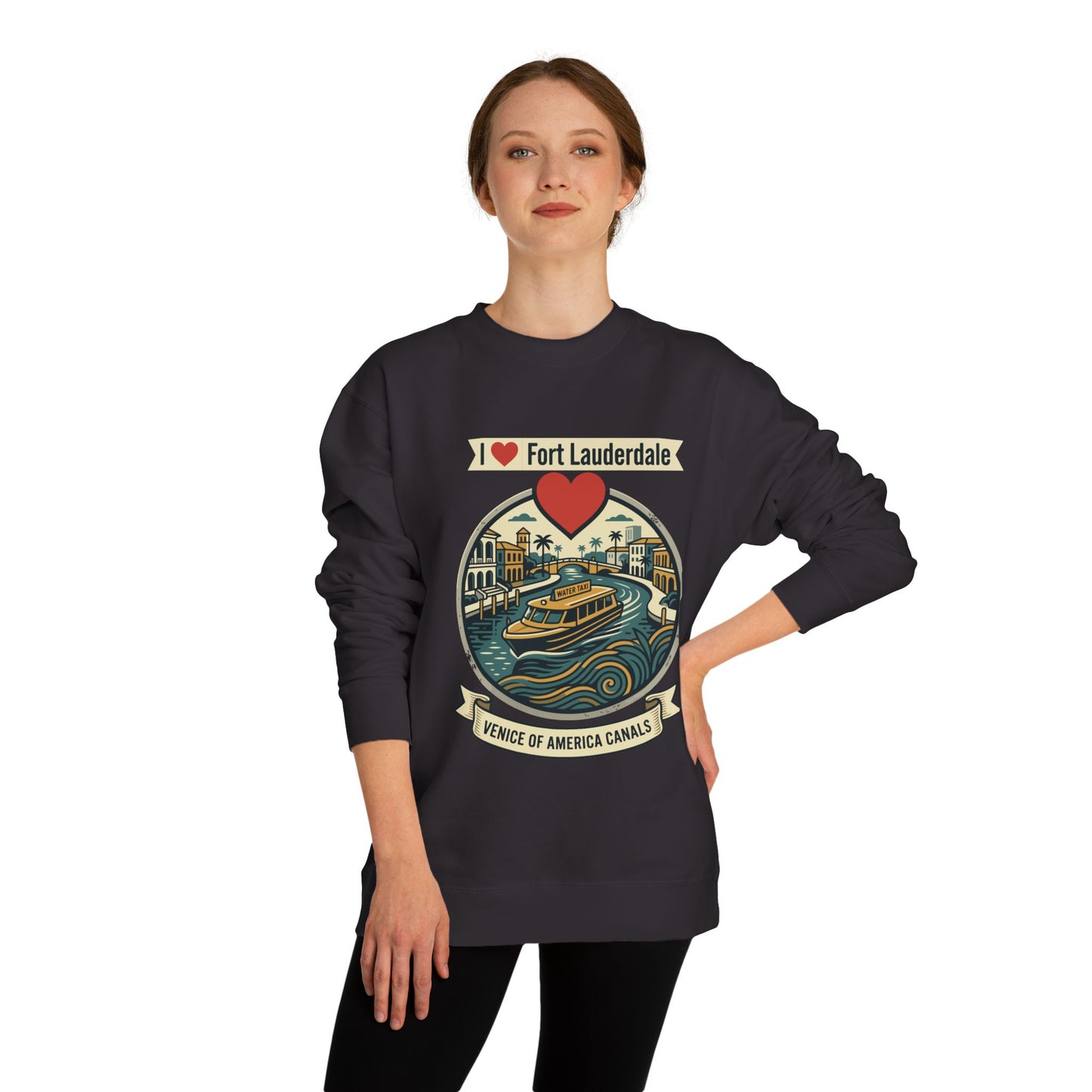 I  Fort Lauderdale Crewneck Sweatshirt — Venice of America Canals Graphic