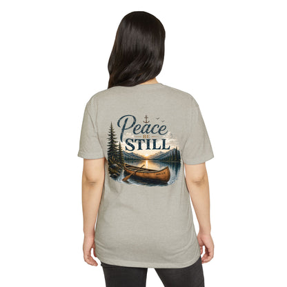Peace Be Still Canoe T-Shirt — Inspirational Lake Nature Graphic Tee