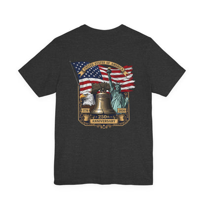 Liberty 250th Anniversary T-Shirt — American Flag, Liberty Bell & Statue of Liberty Tee